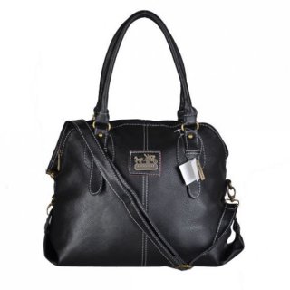 Coach Logo Charm Small Black Satchels DWN Coach Logo Charm Small Black Satchels DWN