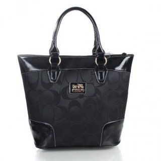 Coach Logo In Monogram Medium Black Totes FDR Coach Logo In Monogram Medium Black Totes FDR