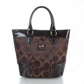 Coach Logo In Monogram Medium Coffee Totes FDQ Coach Logo In Monogram Medium Coffee Totes FDQ