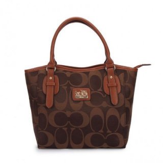 Coach Logo In Monogram Small Coffee Totes DCL Coach Logo In Monogram Small Coffee Totes DCL