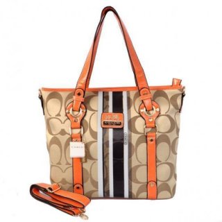 Coach Logo In Signature Medium Khaki Totes BEV Coach Logo In Signature Medium Khaki Totes BEV