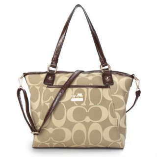 Coach Logo Monogram Medium Khaki Totes BKB Coach Logo Monogram Medium Khaki Totes BKB
