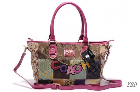 Coach Poppy Cute Logo Large Pink Multi Totes EMV Coach Poppy Cute Logo Large Pink Multi Totes EMV