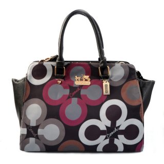 Coach Poppy Logo Medium Black Multi Satchels EJU Coach Poppy Logo Medium Black Multi Satchels EJU