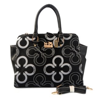 Coach Poppy Logo Medium Black Satchels EJV Coach Poppy Logo Medium Black Satchels EJV