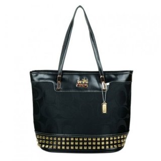 Coach Tanner Stud Medium Black Totes DKK Coach Tanner Stud Medium Black Totes DKK