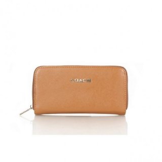 Coach Zip In Saffiano Small Brown Wallets FFF Coach Zip In Saffiano Small Brown Wallets FFF