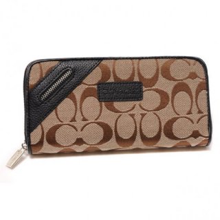 Coach Zip In Signature Large Black Wallets DUF