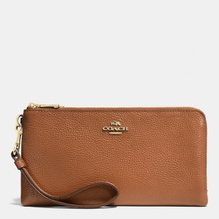 Mature Female Coach Double Zip Wallet In Pebble Leather Mature Female Coach Double Zip Wallet In Pebble Leather