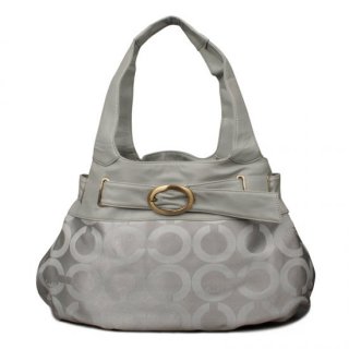 Coach Buckle In Signature Large Grey Hobo ENG Coach Buckle In Signature Large Grey Hobo ENG