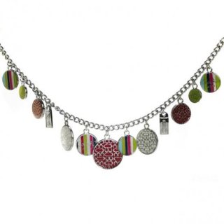 Coach Circle Charm Silver Necklaces CZM Coach Circle Charm Silver Necklaces CZM