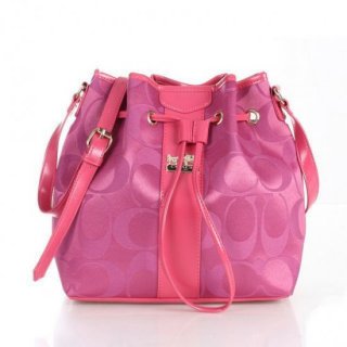 Coach Drawstring Medium Pink Shoulder Bags FCC Coach Drawstring Medium Pink Shoulder Bags FCC