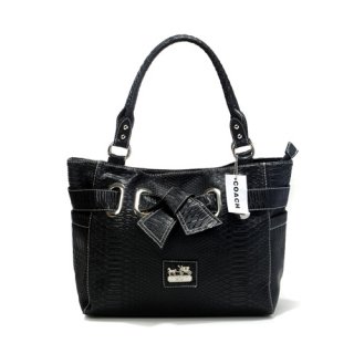 Coach Embossed Bowknot Signature Medium Black Totes DDP Coach Embossed Bowknot Signature Medium Black Totes DDP