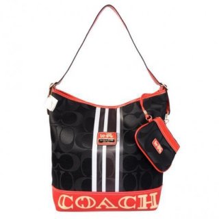 Coach In Signature Medium Black Shoulder Bags AYH Coach In Signature Medium Black Shoulder Bags AYH