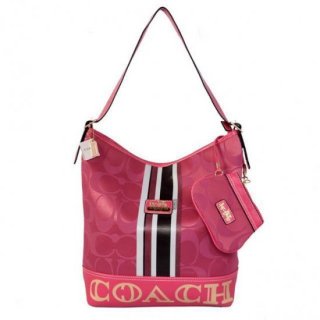 Coach In Signature Medium Fuchsia Shoulder Bags AYI Coach In Signature Medium Fuchsia Shoulder Bags AYI