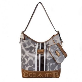 Coach In Signature Medium Grey Shoulder Bags AYJ Coach In Signature Medium Grey Shoulder Bags AYJ