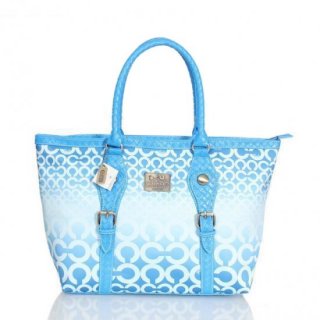 Coach Knitted Logo Signature Medium Blue Satchels ERI Coach Knitted Logo Signature Medium Blue Satchels ERI
