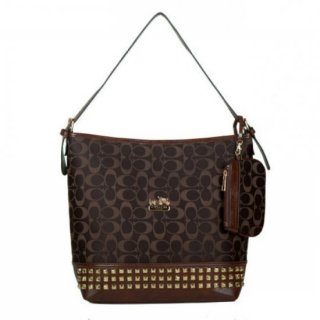 Coach Legacy Duffle In Stud Signature Medium Coffee Shoulder Bags BDD Coach Legacy Duffle In Stud Signature Medium Coffee Shoulder Bags BDD