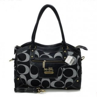 Coach Legacy Logo In Signature Medium Black Satchels BPP Coach Legacy Logo In Signature Medium Black Satchels BPP