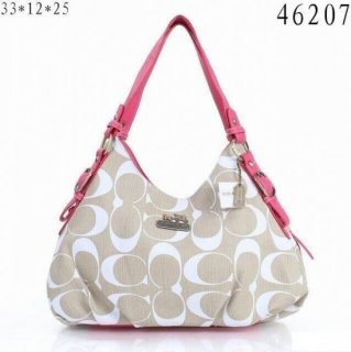 Coach Legacy Logo Signature Medium Pink Khaki Hobo ENO Coach Legacy Logo Signature Medium Pink Khaki Hobo ENO